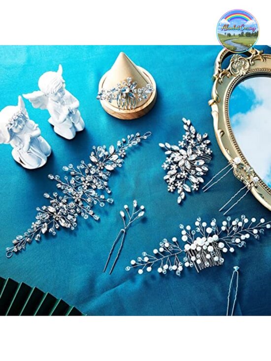 44pcs Faux Pearl Crystal Hair Comb Clips U-shaped Rhinestone Silver Bridal Hair main image 4